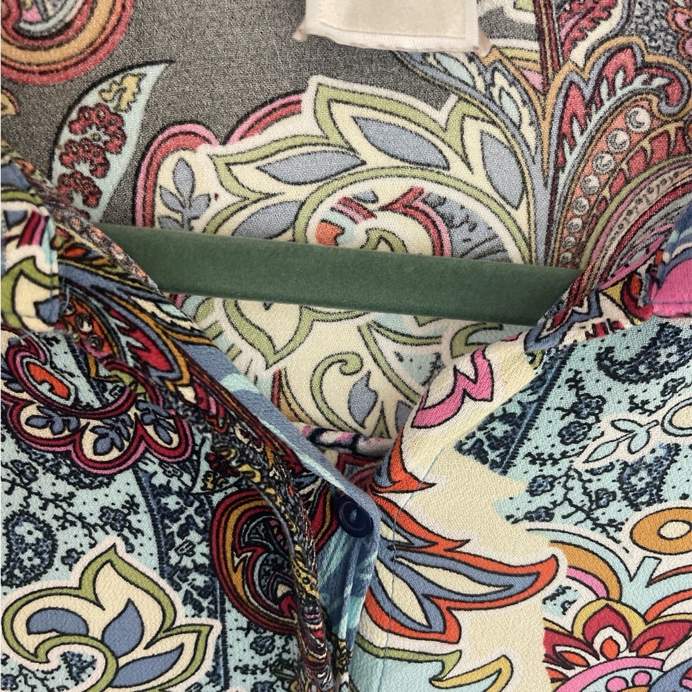 CUPIO Printed Paisley Button-Front Tunic Dress - Multicolor - Picture 4 of 4